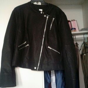 Faux leather moto jacket